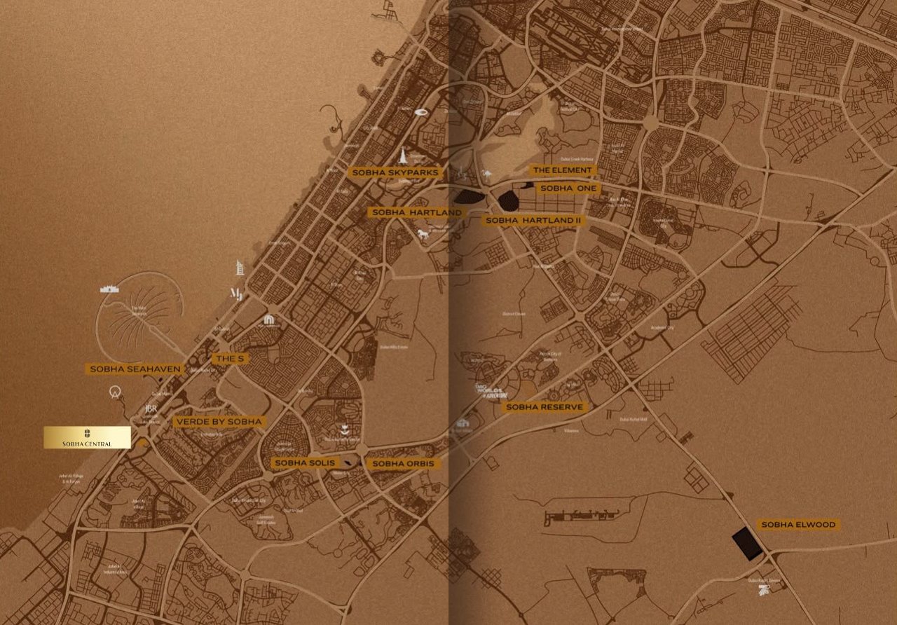 Mapa de ubicación de Sobha Central